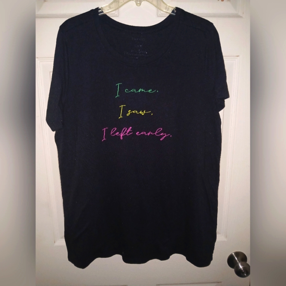 Torrid Black Tee with Subtle Graphic Sz 2 Slim Fit